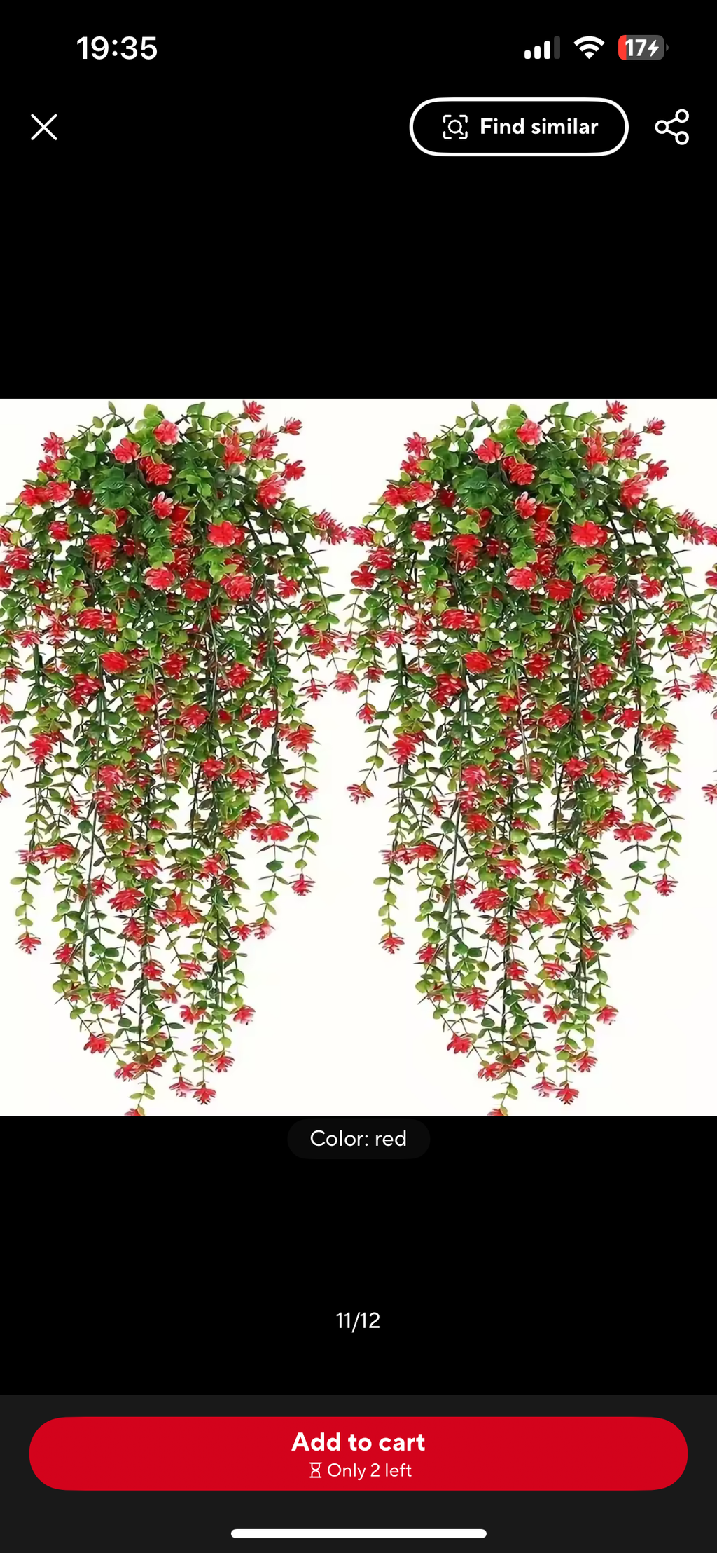 3pcs Artificial Hanging Plants Fake Hanging Plant Vine Plastic Great for Vivariums Purple or red  Flowers