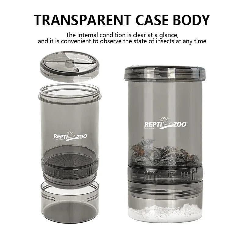 Cricket Convenient Feeding Boxes Transparent Calcium Powder Mixing Box Portable Feeder for Lizards and Amphibians