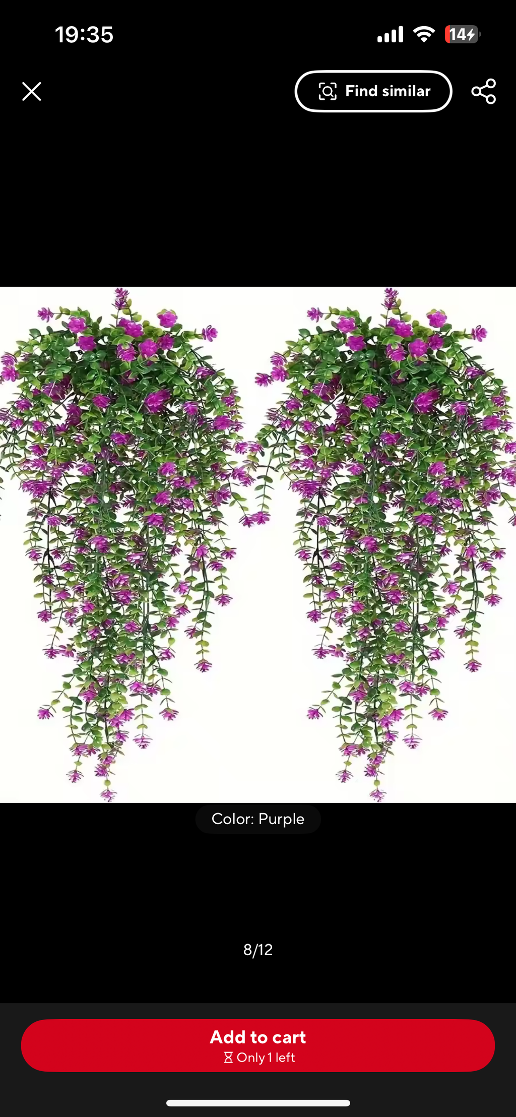 3pcs Artificial Hanging Plants Fake Hanging Plant Vine Plastic Great for Vivariums Purple or red  Flowers