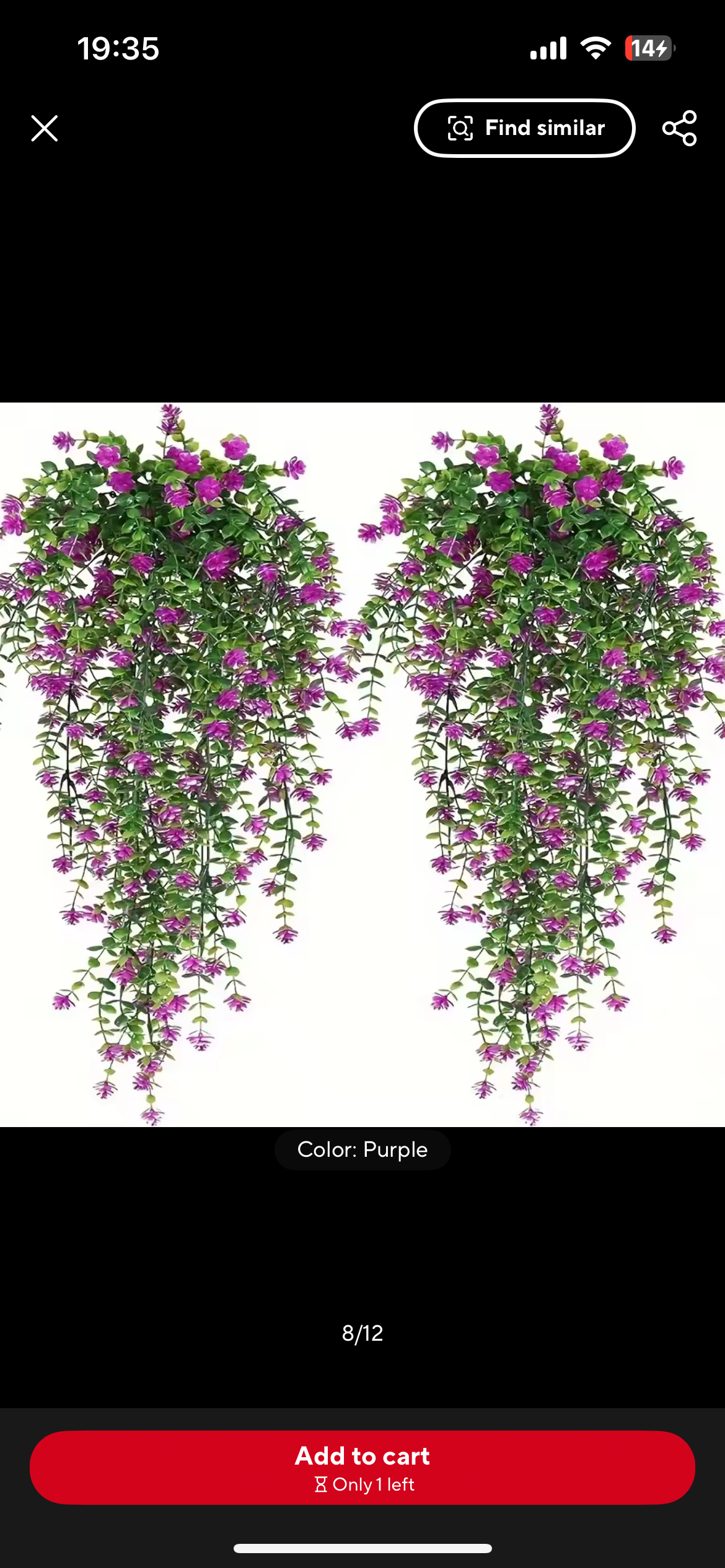 3pcs Artificial Hanging Plants Fake Hanging Plant Vine Plastic Great for Vivariums Purple or red  Flowers