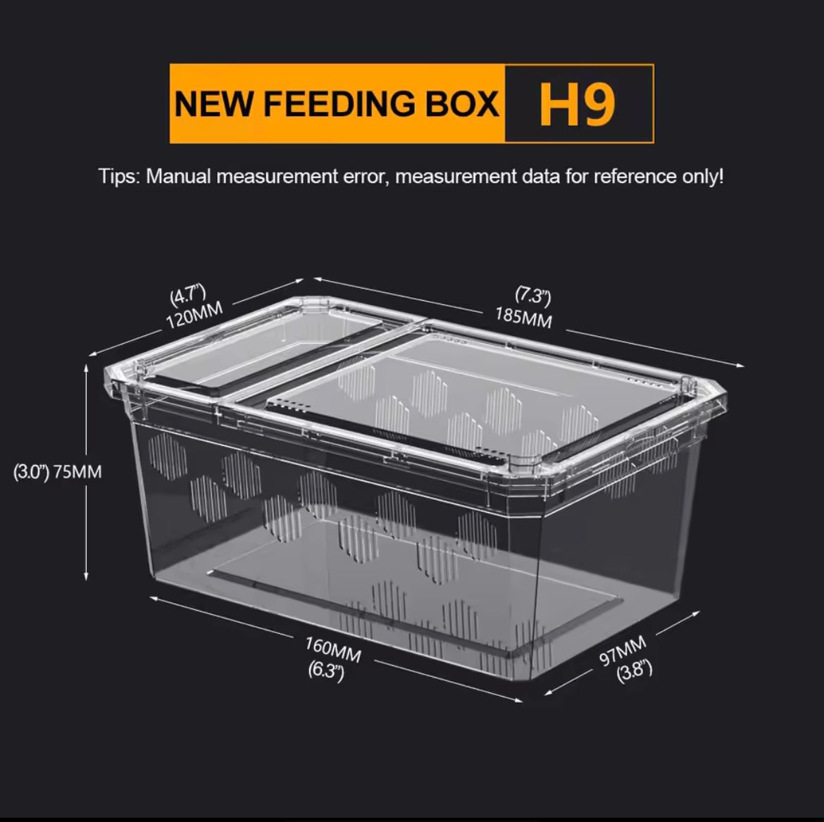 Tarantula box Transparent Breeding Box Insect Rearing or Hatching  snake Containers x2