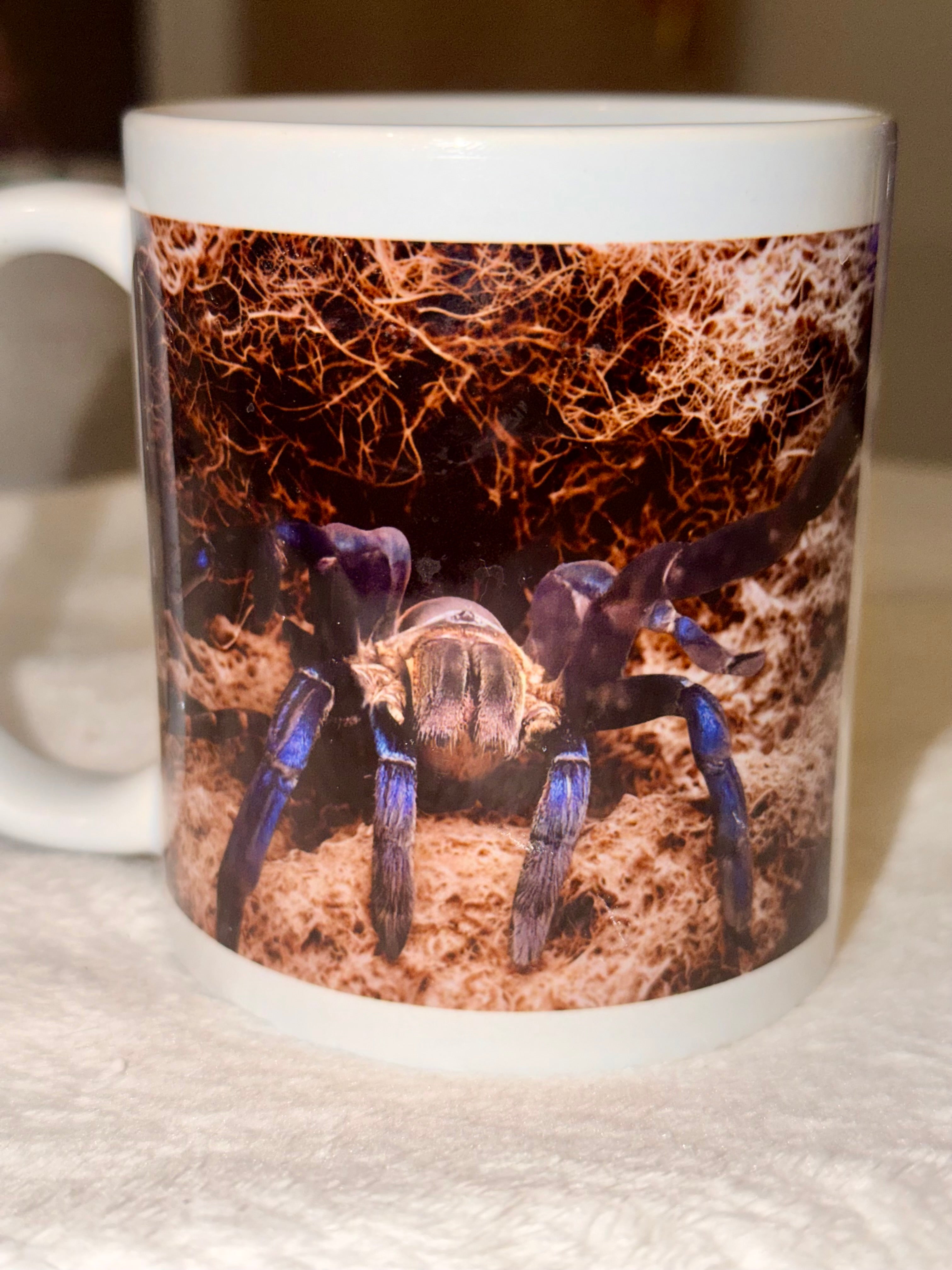 Cobalt Blue Cyriopagopus lividus Tarantula Mug - Unique Spider Design for Coffee or tea lovers