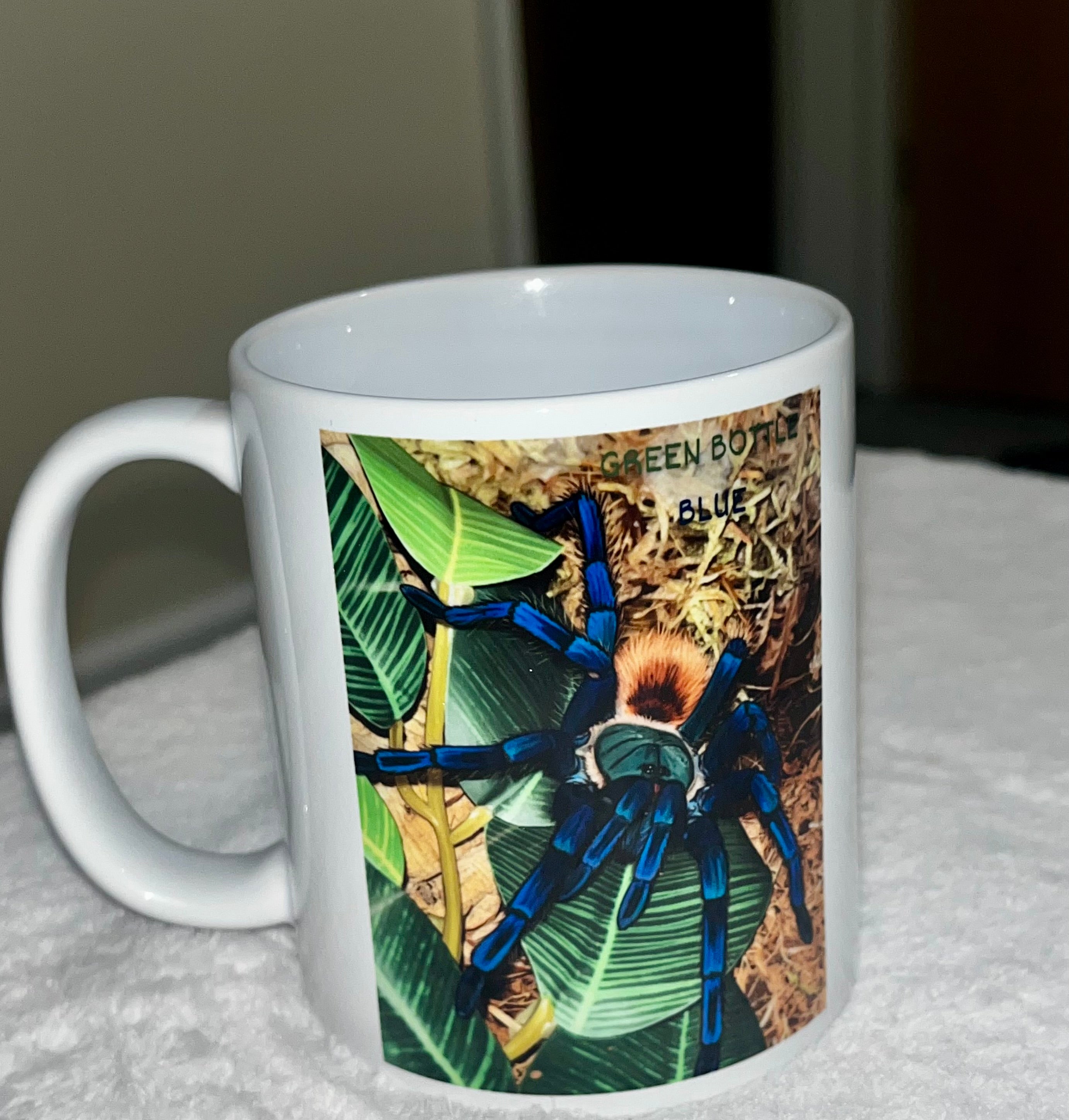 Chromatopelma cyaneopubescens/Green bottle blue Tarantula mug