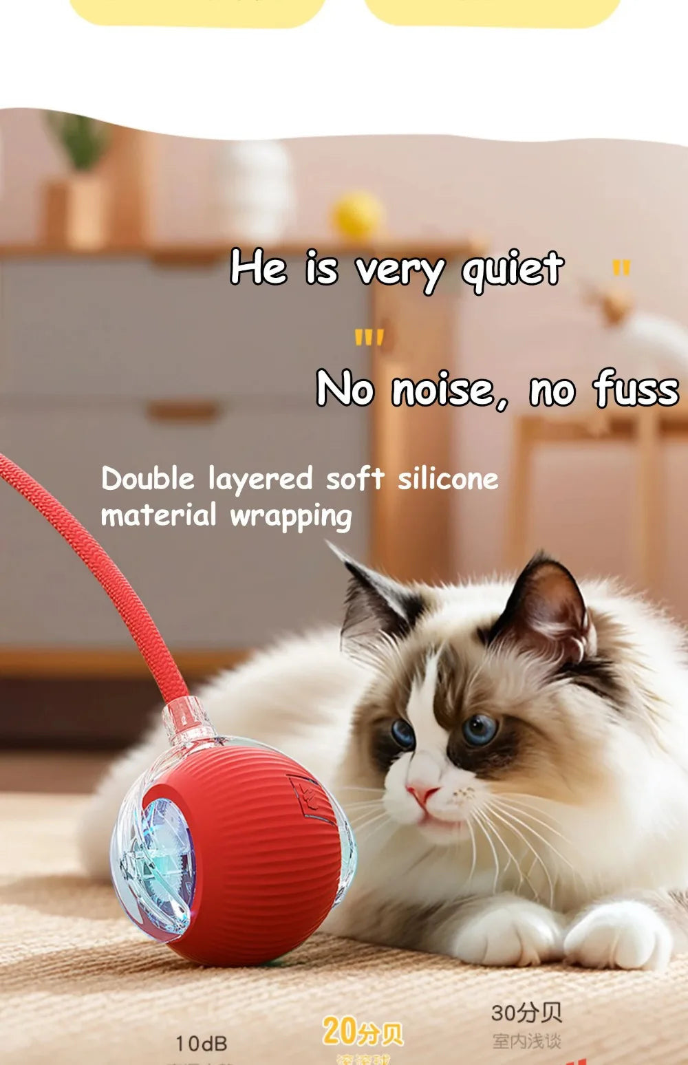 Fast Rolling Smart Cat Toy Ball Automatic Interactive fun with fake tail 🇬🇧