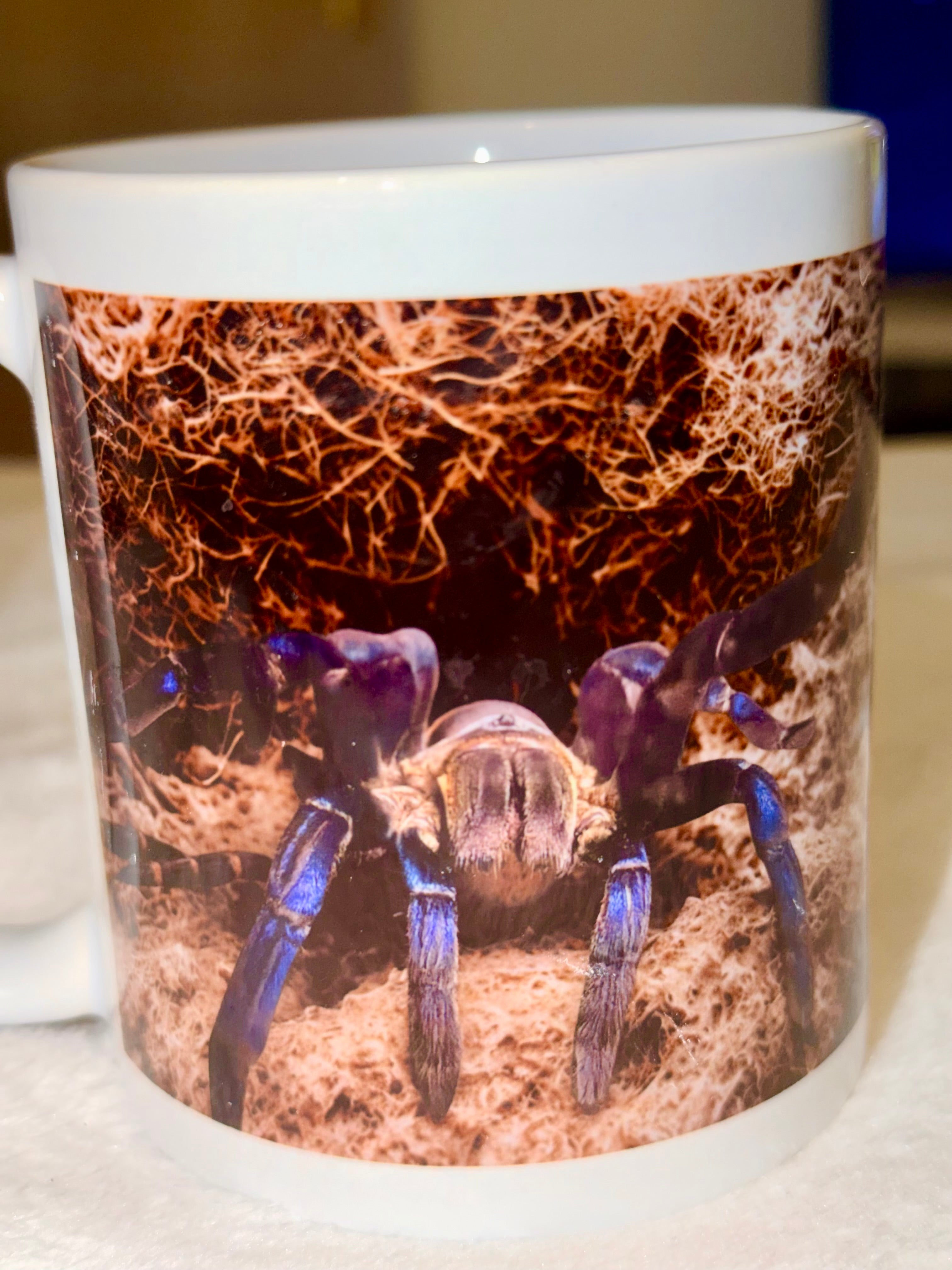 Cobalt Blue Cyriopagopus lividus Tarantula Mug - Unique Spider Design for Coffee or tea lovers