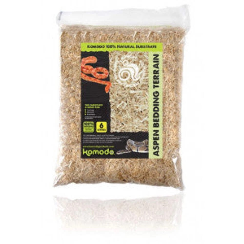 Komodo Aspen Bedding for Snakes - 12L Natural Wood Substrate for Burrowing Reptiles - Eco-Friendly & Biodegradable