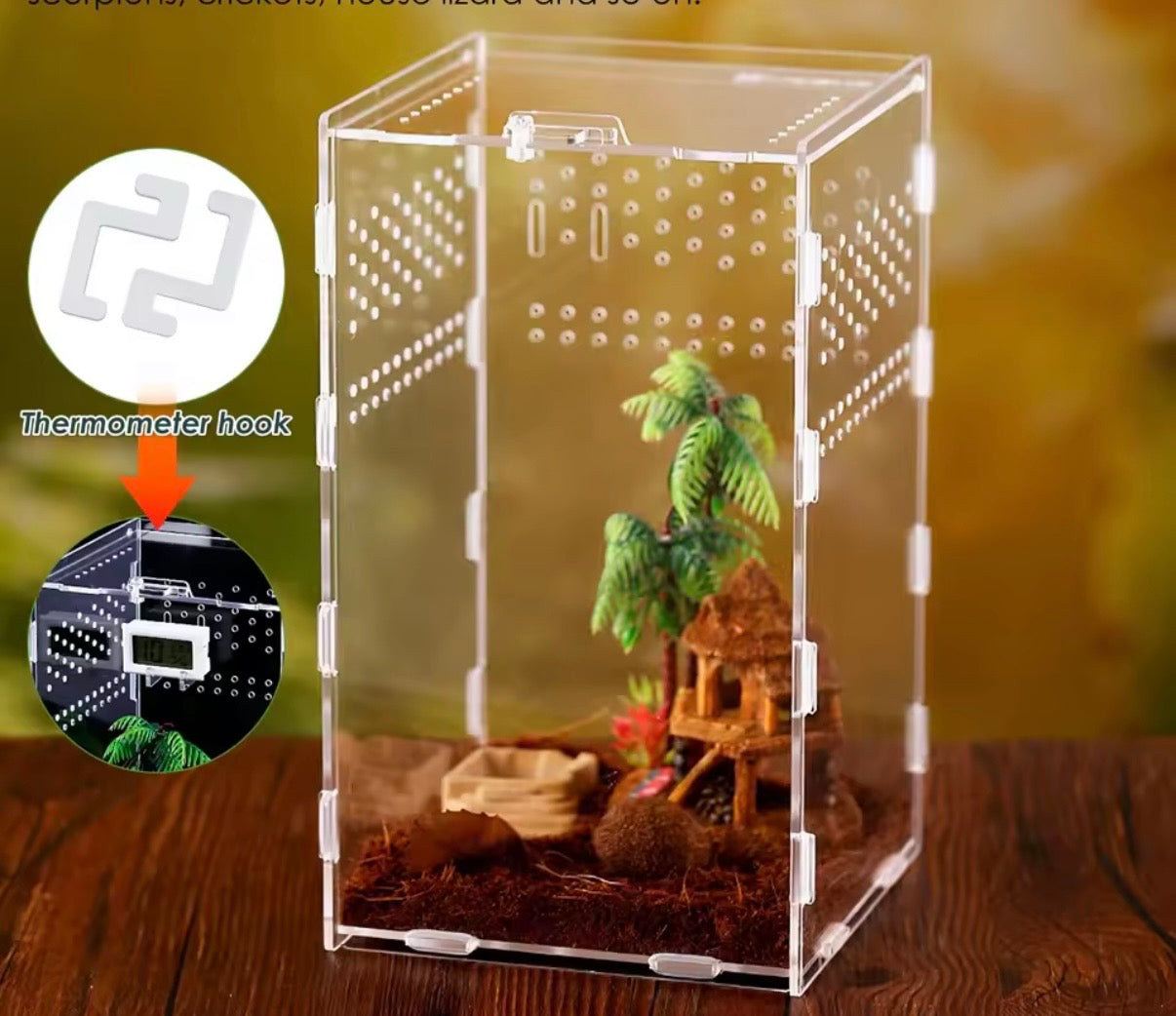 Reptiles Terrarium Enclosure Acrylic Reptile Habitat Terrarium Breeding Box Transparent Spider ,mantis