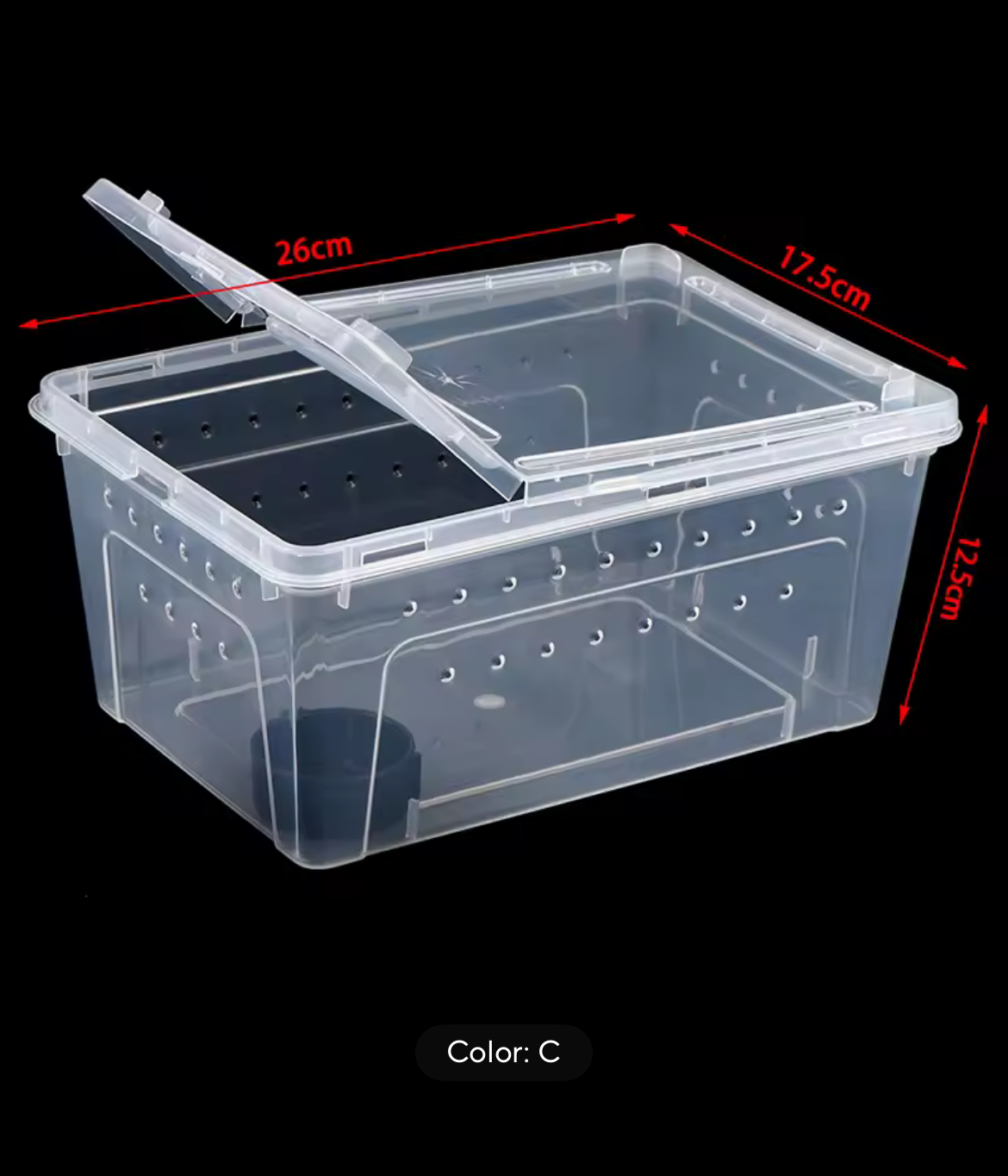 Hinged Lid Hatchling Tubs for Snakes Gecko or Inverts 26cm x 17.5cm x 12.5cm Free Postage Clear Plastic Container
