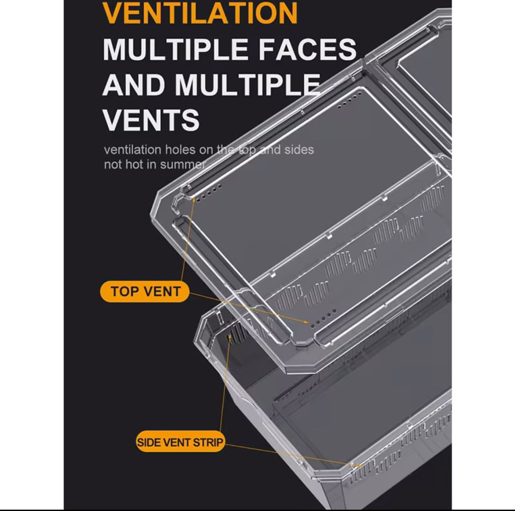 Tarantula box Transparent Breeding Box Insect Rearing or Hatching  snake Containers x2