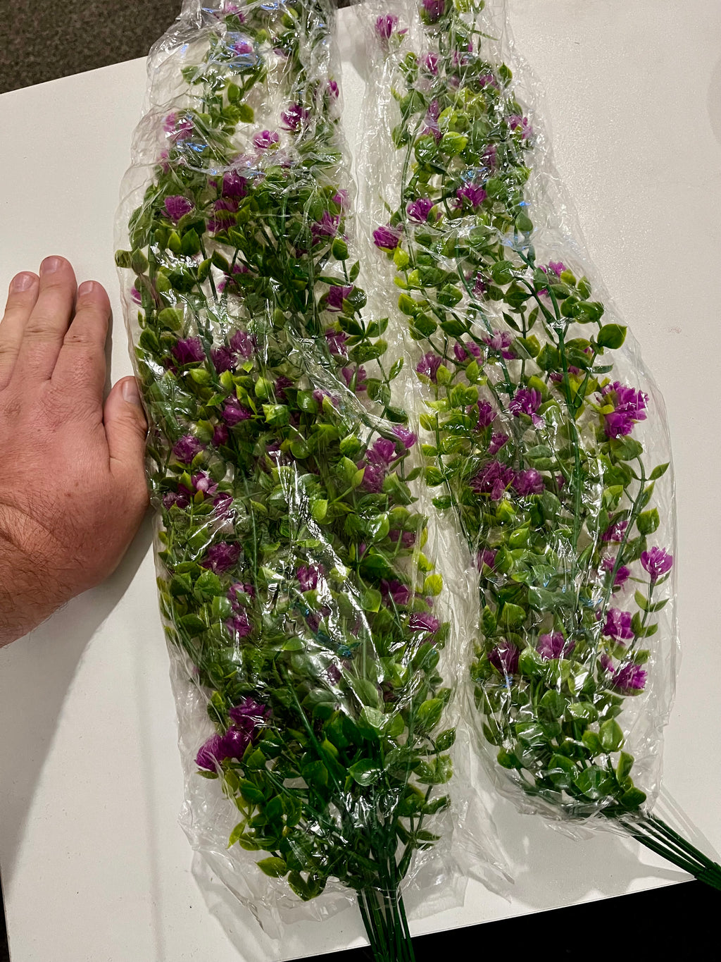 3pcs Artificial Hanging Plants Fake Hanging Plant Vine Plastic Great for Vivariums Purple or red  Flowers