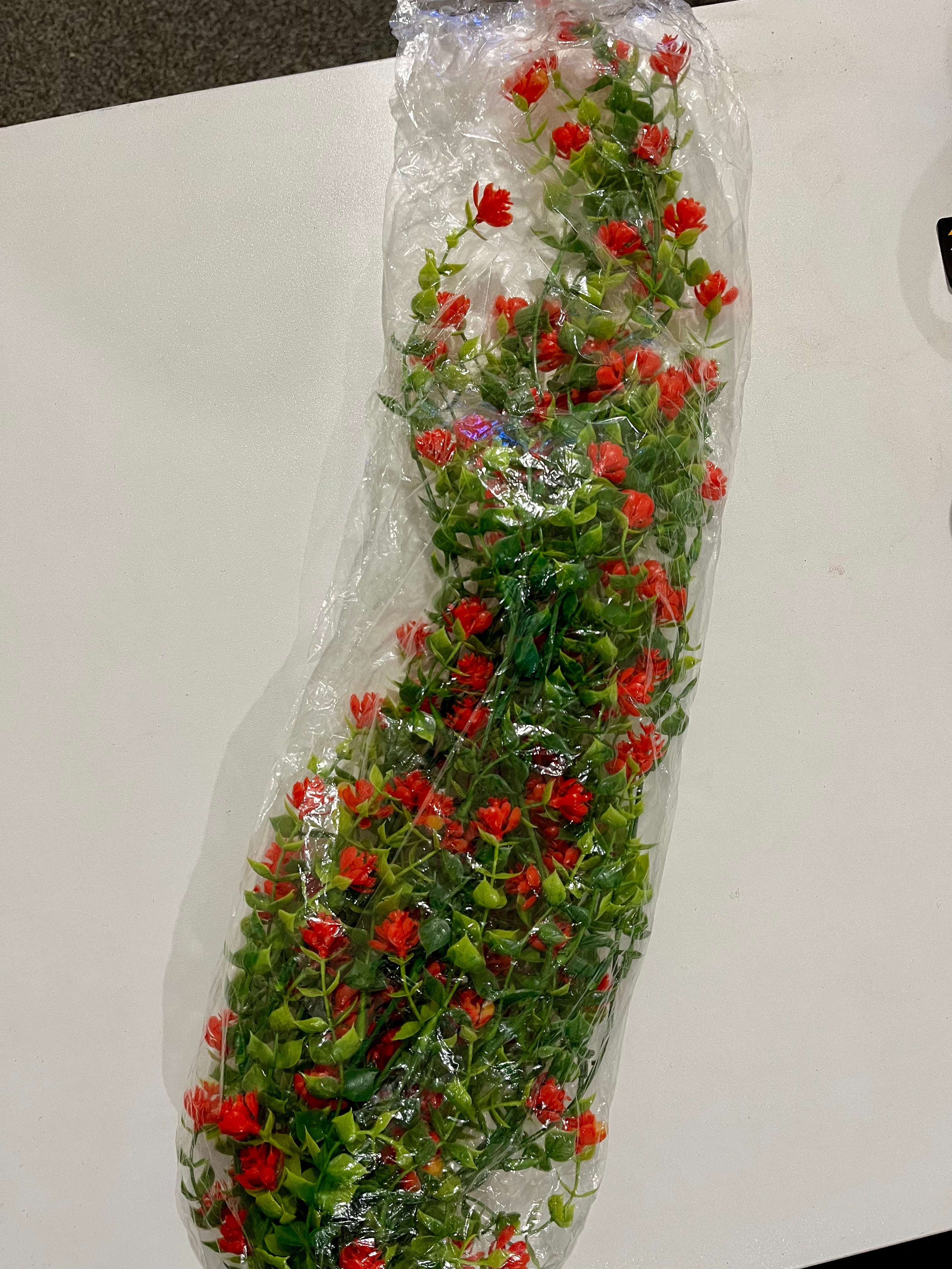 3pcs Artificial Hanging Plants Fake Hanging Plant Vine Plastic Great for Vivariums Purple or red  Flowers