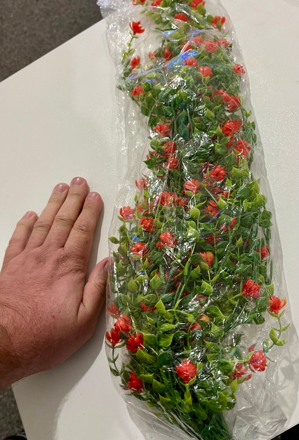 3pcs Artificial Hanging Plants Fake Hanging Plant Vine Plastic Great for Vivariums Purple or red  Flowers