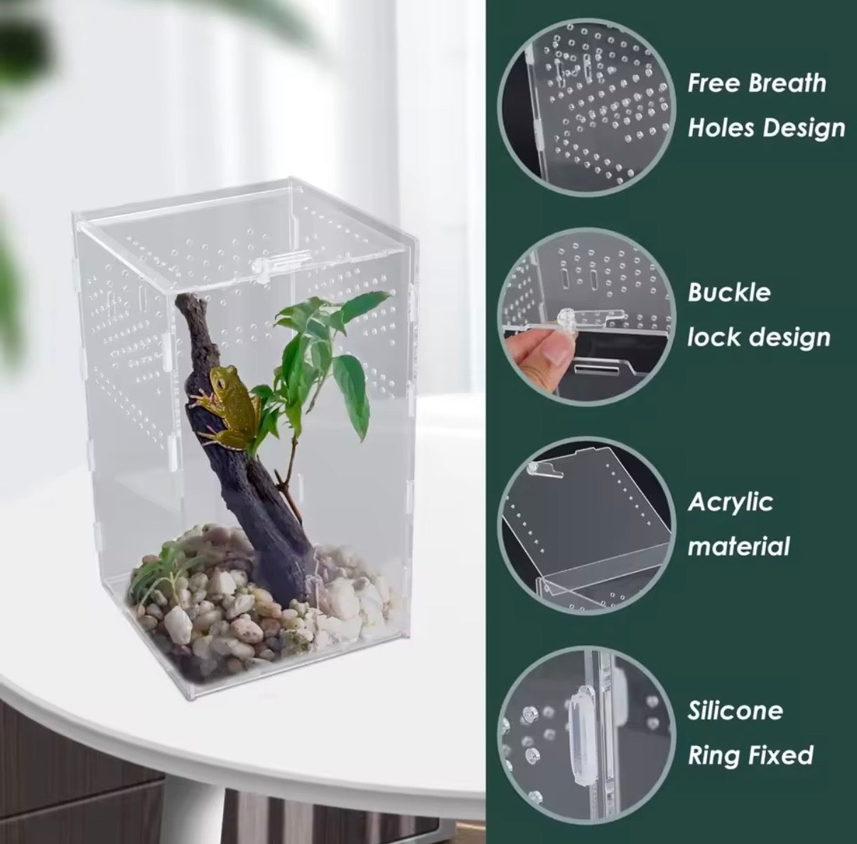 Reptiles Terrarium Enclosure Acrylic Reptile Habitat Terrarium Breeding Box Transparent Spider ,mantis
