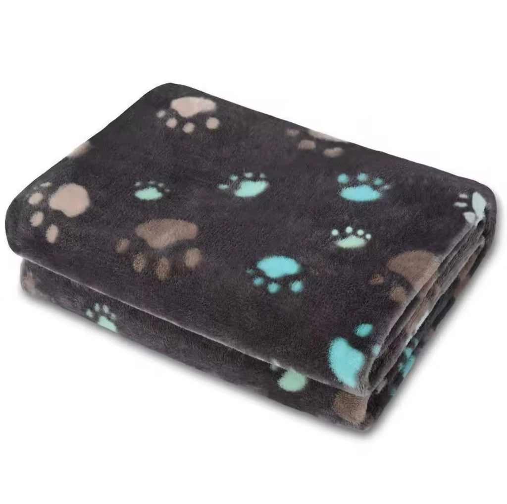 Black Soft Fluffy High Quality Thick Style Pet Blanket Double-sided Pattern Pet Mat Warm and Comfortable Blanket for Cat Dogs